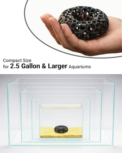 Shrimp Cave for Fish Tank Plants, 2-Pack Round Aquarium Caves for Cherry & Dwarf Shrimp, Plant-Compatible Shrimp Tank Accessories, Aquarium Decor (Black)