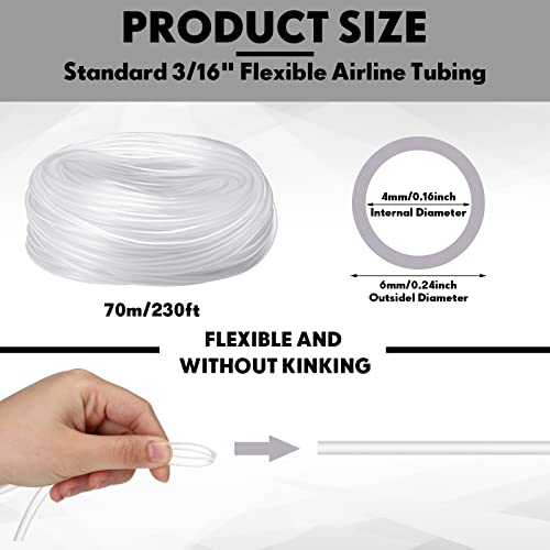 230 ft Standard Size Airline Tubing for Fish Tank Clear and Flexible Aquarium Air Pump Accessories 3/16'' Tubing for Fish Tank Air Pump, Aquariums, Terrariums