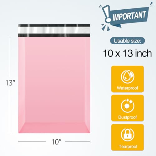 Famagic 10x13 Shipping Bags 200 Pack - Waterproof Poly Mailers, Packaging Bags for Small Business, Tearproof Mailing Envelopes for Clothing Supplies, Self Seal Mailers Bags Light Pink - color: Light Pink, size: 10x13