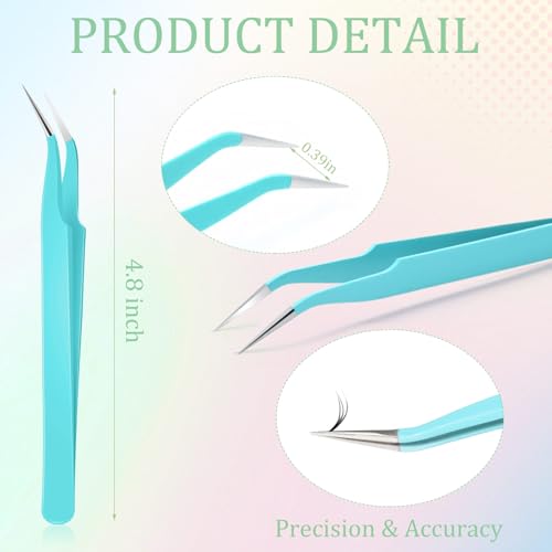 Honoson 9 Pieces Curved Pointed Craft Tweezers Stainless Steel Precision Tweezer with Protective Cover for Rhinestones Dried Flowers Craft Stickers Eyelash Extension Jewelry Making(Multiple Colors) - color: Multiple Colors