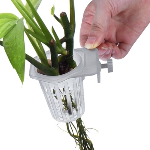 MiOYOOW Aquarium Plant Holder, 2PCS Wall-Hanging Fish Tank Plant Pot with Rooting Hole for Aquarium Plants Decorations
