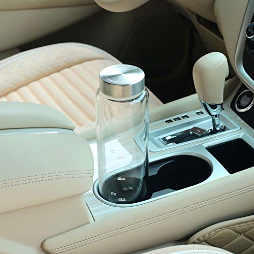 Sursip 32 oz Glass Water Bottle - Nylon Bottle Protection Sleeves, Stainless steel Lid, And 1L Time Marked Measurements, Reusable, Eco-Friendly, Safe for Hot Liquids Tea Coffee Daily - color: Wide-Black