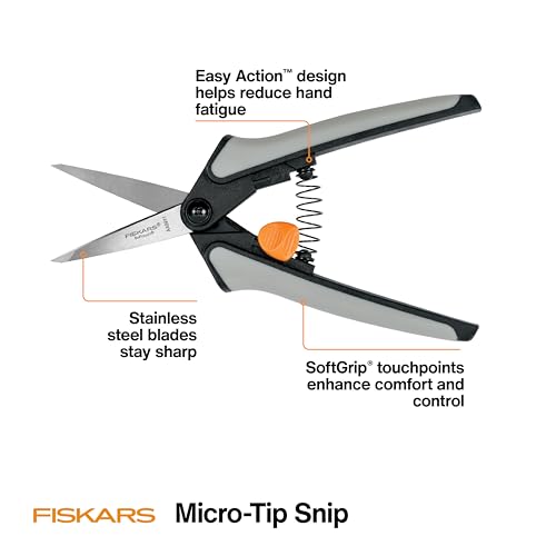 Fiskars 15pc Micro-Tip Pruning Snip Set, Precision Stainless Steel Blades, Softgrip Handles for Deadheading, Trimming & Shaping Small Plants - style: 15 Piece Pruning Snip Set