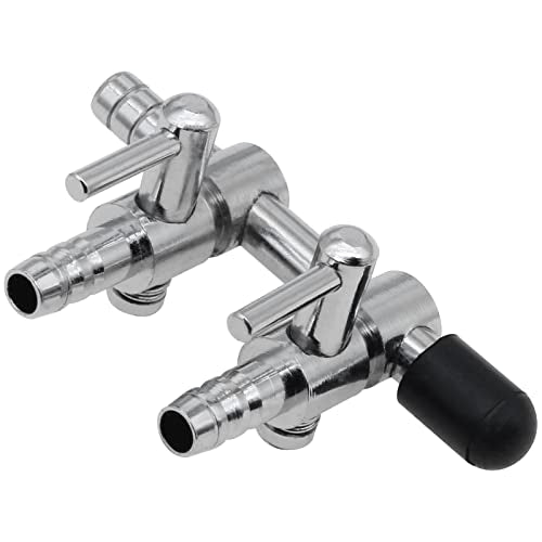 2 Pcs Stainless Steel Air Splitter Flow Control Valve 2-Way Fish Tank Air Flow Control Lever Valve Distributor Splitter Aquarium Control Valve Accessories