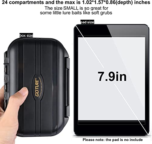 Goture Small Fishing Tackle Box Organizer with Waterproof Technology Fixed Compartments Clear Plastic Lure Bait Storage Case for Saltwater and Freshwater Anglers 6.69 x 4.33 x 1.81 Inches Black - color: Black SMALL(Size: 6.69'' L X 4.33'' W X 1.81'' H)