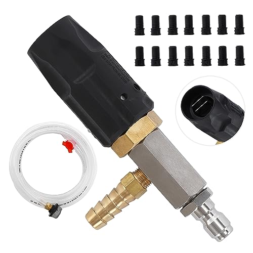 JOEJET Downstream Injector for Pressure Washer, Adjustable Chemical Injector Kit, Variable Power Washer Long Range Nozzle External Injection, 1/4 Inch Quick Connect - size: 15 FT, style: 4-4.5 Gallons