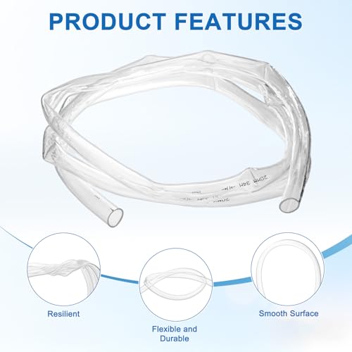 M METERXITY Vinyl Tubing 20mm ID x 24mm OD 10ft Flexible Plastic Tube with 2 Hose Ties, Lightweight Hybrid PVC Hose for Water Gardening/Airline/Aquarium Tubing [Clear] - size: 20mm ID x 10ft
