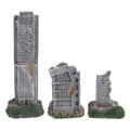 3pcs Aquarium Castle Ruins Decorations | Resin Fish Tank Hideout Ornaments - Realistic Broken City Building - Fish Shrimp Shelter Cave for Underwater Scene
