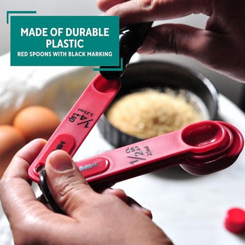 MIRRO 4pc Nested Measuring Spoons Set, Red - size: 4 Piece