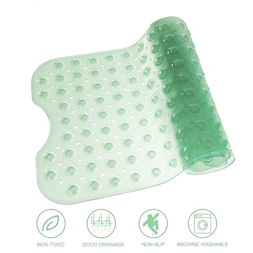 TEESHLY Bathtub Mats for Shower Tub, Extra Long Non-Slip 39 x 16 Inch Bath Mat with Drain Holes and Suction Cups, BathMat for Bathroom with Machine Washable (Clear Green) - color: Clear Green