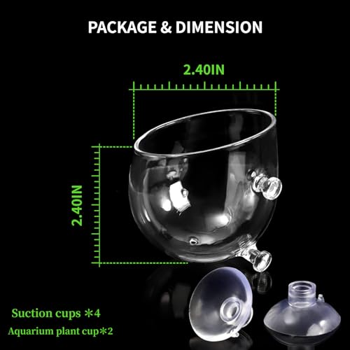 2 PCS Aquarium Plant Holder Top Hanging Fish Tank Plant Pot Aquarium Planter Cups for Water Feature Decoration - color: Round - Clear
