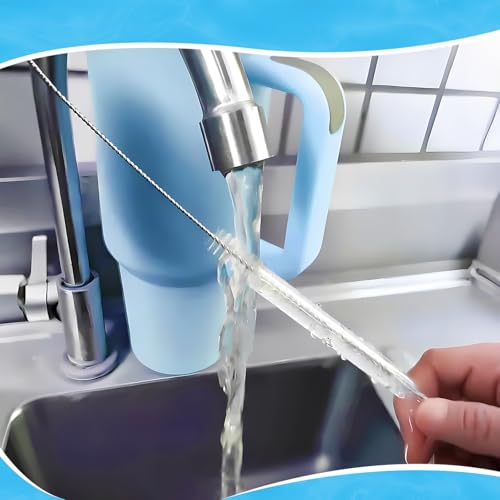 Cleaning Brushes for Reusable Drinking Straws, Set of 5, Long Wire Handle, Bottle and Straw Cleaner for Stanley Mug, Sippy Cup, Water Bottle and Tubes, Reusable and Flexible - color: white01