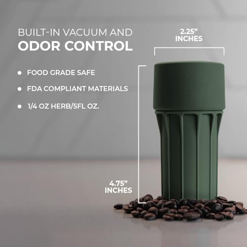 Staze Air Tight Smell Proof Container (148ml) - Vacuum Seal Jar, Waterproof Food Storage Canister, Compact & Travel-Friendly Storage Jar | Odor Resistant Jar for Coffee, Spice & Gummies - (MARSH) - color: MARSH