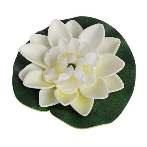 Tebatu Fake Floating Flowers Lotus Water Lily Plants Garden Tank Pond Decoration White 10cm