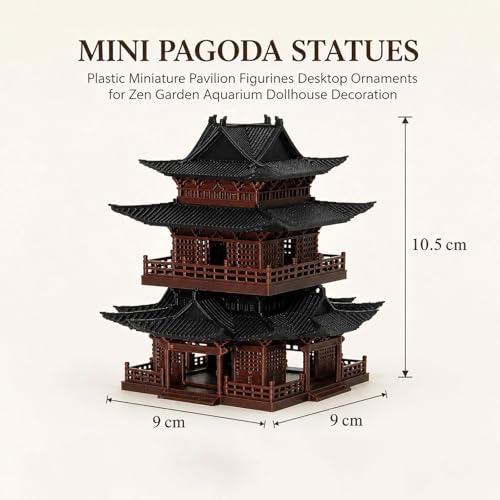 LOGOFUN Mini Pagoda Statue Plastic Miniature Pavilion Figurine Desktop Ornament for Zen Garden Home Aquarium Dollhouse Decoration