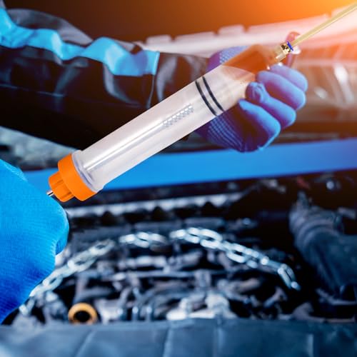 Gisafai 200cc Fluid Extractor Automotive Pump Manual Oil Extractor Pump Syringe for Gasoline Hand Cleaner for Power Steering, Hydraulic Fluid(Orange) - color: Orange, size: 200cc