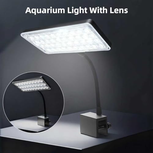Full Spectrum 10W Fish Tank Light Enhanced Edition LED Aquarium Light with Lens, 3 Adjustable Modes(Suitable for 7-16 Inch Tanks)
