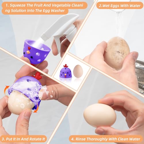 Silicone Egg Brush Cleaner, Egg Washer for Fresh Eggs, Egg Cleaner for Fresh Eggs, Egg Scrubber for Fresh Eggs, Reusable Cleaning Tools for Egg Washer (Purple) - color: Purple