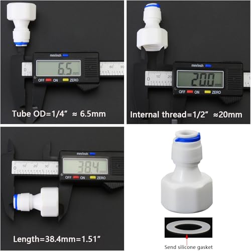 1/2"F to 1/4" Tube Push-Fit Adapter, 5 Pcs | Quick-connect adapter for RO reverse osmosis water filter systems, beverage dispensers & water purifiers. - size: 1/2"FPT to 1/4" QC Straight Adapter