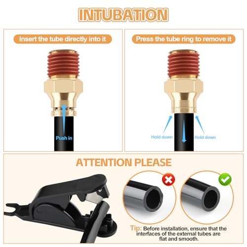 6PCS DOT Quick Push to Connect Brass Air Brake Fitting, Kalolary Brass Straight DOT Line Fittings 1/4"OD×1/4"NPT Thread Air Brake Line Fittings, Air Suspension Kit, Air Hose Repair Kit - size: Straight 1/4"OD ×1/4"NPT