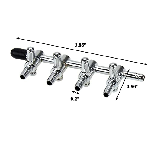 AQUANEAT Aquarium Air pump Splitter,Fish Tank Air Valve, Metal Stainless Steel Control for Pump Accessories(Middle 4 Way)