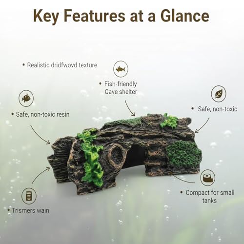 Aquarium Resin Hollow Tree Trunk Betta Log Aquarium Decorations Ornament Fish House Cave Wood House Decor for Fish Tank, Medium - size: Medium