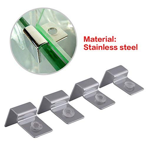 Fdit Pack of 4 Stainless Steel Aquarium Fish Glass Cover Clip Support Holder for Protecting(6mm)