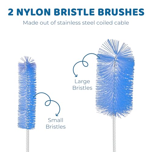SunGrow Aquarium Filter Brush, 61" Stainless Steel Spring Long Flexible Tube, Pipe Brush for Hose, U-Shape and Bent Pipes, Double-Ended Pipe Cleaner Brush for Aquarium, Fish Tank or Household Use