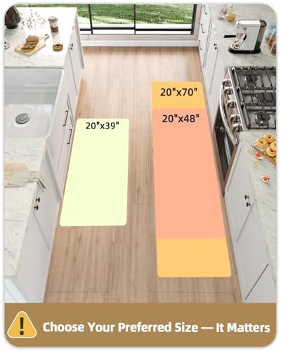 Color&Geometry 0.71" Extra Thick Anti Fatigue Cushion Kitchen Floor Mat,Easy Clean, Water & Oil Proof, Non Slip, Foam Padded Runner Rug for Front Sink,20"x 47" Black (2.0 Version) - color: Black, size: 47"L x 20"W x 0.7"Th