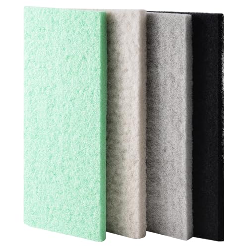 4-Pack Mixed Aquarium Filter Sponge, Cut-to-Fit Filter Media with Ammonia&Carbon&Phosphate Reducer, Aquarium Foam Floss for Fish Tank Sump Ponds (12.6" x 5" x 1'')