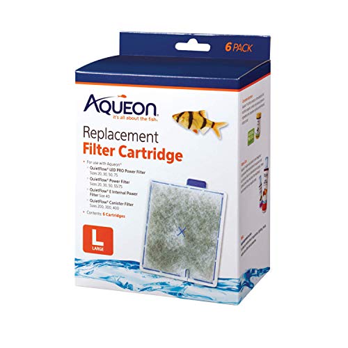 Aqueon Replacement Filter Cartridges Large (6 pack), Ensure Even Distribution of Activated Carbon, 25% More Activated Carbon, Easy Installation - size: 6 Pack