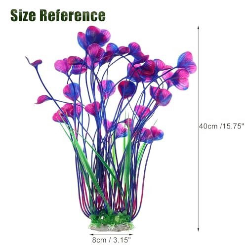 Large Aquarium Plastic Plants, Tall Aquarium Plants, Big Aquarium Plastic Plants for Fish Tanks Decor, 15.75" Height (Purple Green, 2pcs)