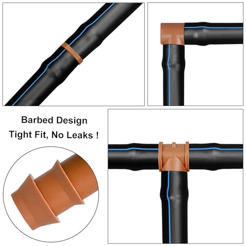 28P Drip Irrigation Fittings Kit (17mm) for 1/2" Tubing (.600" ID), 10 Couplings, 6 Tees, 6 Elbows and 6 Tubing End Closure - Barded Connectors for Drip or Sprinkler Systems(28 Pieces Set) - color: 28pcs-drip irrigation kits