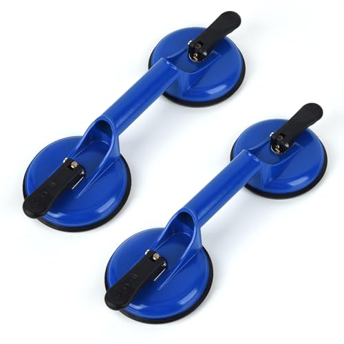 FCHO Suction Cups Heavy Duty Aluminum Vacuum Plate Handle Glass Holder Hooks to Lift Large Glass/Tile Lifter/Moving Glass/Pad for Lifting/Dent Puller (Blue,2 Pack) - color: Blue