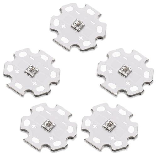 5Pcs Ir High Power LED Chip 3535 SMD 3W Infrared Emitting with Aluminum Plate 20mm Star PCB Base Heat Sink for Infrared Transmitter (120deg,IR 1050-1055nm,DC 1.6-1.8V,1500mA,42mil chip) - color: Ir1050-1060nm