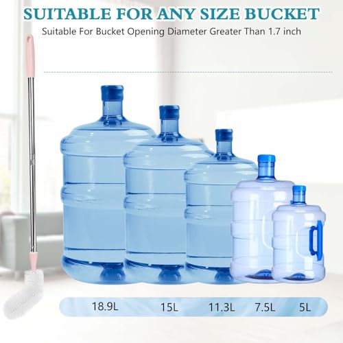 Stainless Steel Bucket Brush, 28 inch, 2 Pack, Nylon Bristles, Plastic Handle, Bendable Head, Suitable for 1 to 5 Gallon Buckets