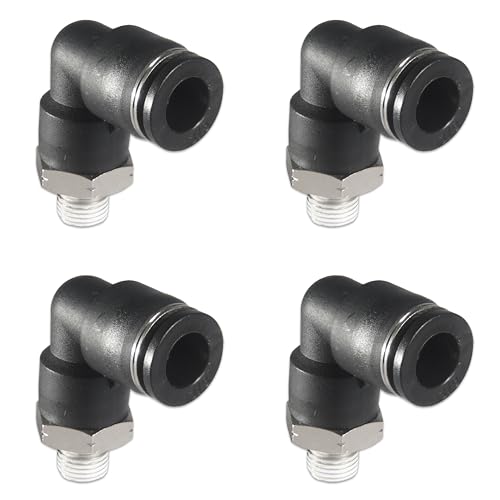 1/2 Air hose fittings, Air fittings Male Elbow 1/2 Inch Tube OD x 1/4 NPT Thread Push to Connect Fitting, PL-1/2-N2 (Pack of 4) (1/2-1/4) - size: OD 1/2 - NPT 1/4