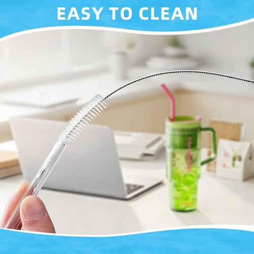 Cleaning Brushes for Reusable Drinking Straws, Set of 5, Long Wire Handle, Bottle and Straw Cleaner for Stanley Mug, Sippy Cup, Water Bottle and Tubes, Reusable and Flexible - color: white01