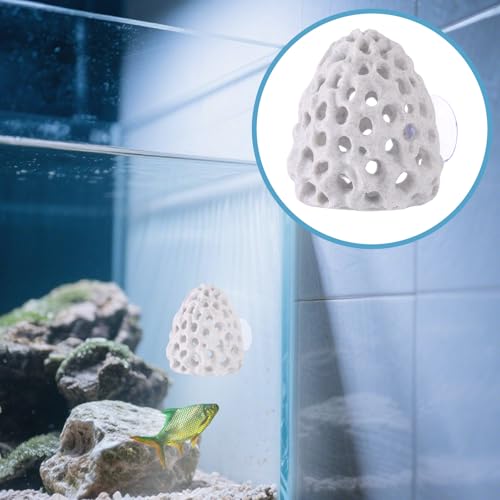 Shrimp Dome Hide, Plastic Porous Designed Aquarium Dome Hide Cave Shelter Hideout with Suction Cup Aquarium Decor Fish Tank Accessories for Small Fish Shrimp Guppy Hiding House Resting(White)