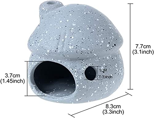 Saim Aquarium Decorations Mushroom House Ceramic Cave, Betta Fish Hideout Breeding Mushroom Cave Fish Tank Ornaments for Amano Shrimp Cichlid Bonsai to Play, Hide and Rest - Grey - color: Grey