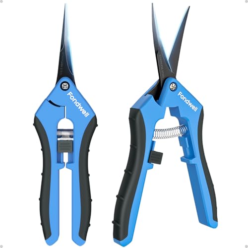Fondwell 6.5" Pruning Shears Trimming Scissors: 2 Pack of Non-Stick Gardening Scissors - Reliable Garden Snips for Managing Small Plants - style: Trimming Scissors (Straight & Curved)
