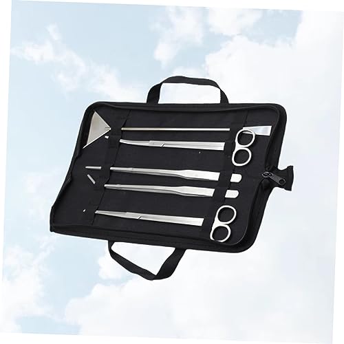 5pcs Aquarium Plant Maintenance Tool Stainless Steel Scissors Tweezers Scraper for Aquascaping Includes Canvas Storage Bag for Freshwater Tanks