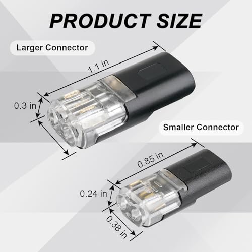 Wire Connectors Kit, Double Wire Plug in Connector, Low Voltage Wire Connector Push-in for Led Light Strip, Quick Connect, Solderless, No Strip, Fits 16 Gauge, 18 Gauge and More for DIY & Repair