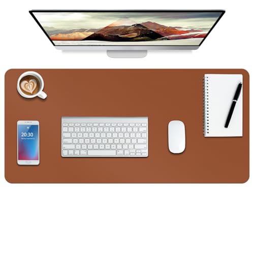 Boutilon Leather Desk Pad Protector,Non-Slip Mouse Pad,Laptop Desk Pad,Office Mouse Mat,Waterproof Leather Desk Blotter,Desk Writing Pad for Office and Home (S-Brown,24"x 14") - color: Brown, size: S 24" x 14"