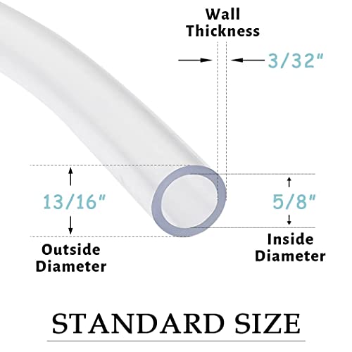 DAVCO 5/8" ID x 10ft Clear Vinyl Tubing, Low Pressure Flexible PVC Tubing, Heavy Duty UV Chemical Resistant Lightweight Plastic Vinyl Hose, BPA Free and Non Toxic - size: 5/8"ID, style: 10 Feet