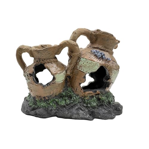 Fish Tank Aquarium Decor Cave Decorations – Resin Broken Jug Hide Ornament for Betta Goldfish Shrimp, Large Artificial Rock House Hideout for Aquariums Habitat