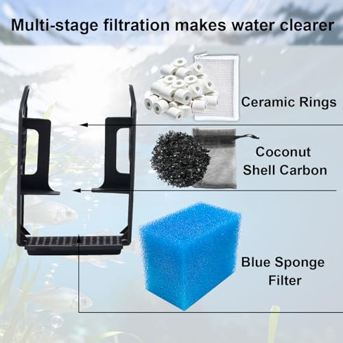 4 Sets Complete Filter Media Kit Compatible with Fluval AC20/Aquaclear 20 Power Filter for 5-to-20 Gallon Aquariums - Includes 4 Active Carbon, 4 Ceramic Rings, 2 Intake Strainer Sponges, 4 Foam - size: For AC20