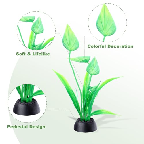 Aquarium Plants 16P, Plastic Fish Tank Plants, Different Types Artificial Decor Aquarium Artificial Plastic Plants, Turtle Goldfish Betta Fish Tank Decor Set, Fish Decor for Tank (Colorful)
