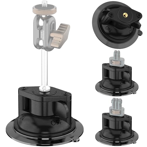 MINIFOCUS Suction Cup Base with 1/4" Female Threaded for Hook, Camera or Phone Mount, Magic Arm, Heavy Duty Suction Cup for Windshields, Smooth Walls, Mirrors, and Other Glossy Surfaces