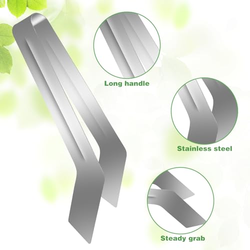2Pcs Seedling Transplant Tongs, Gardening Plants Transplant Tongs Stainless Steel Seedling Remove Transplanting Pliers, Gardening Supplies Plant Seed Starting Tools, Reduce Root Damage (8.7 Inch)